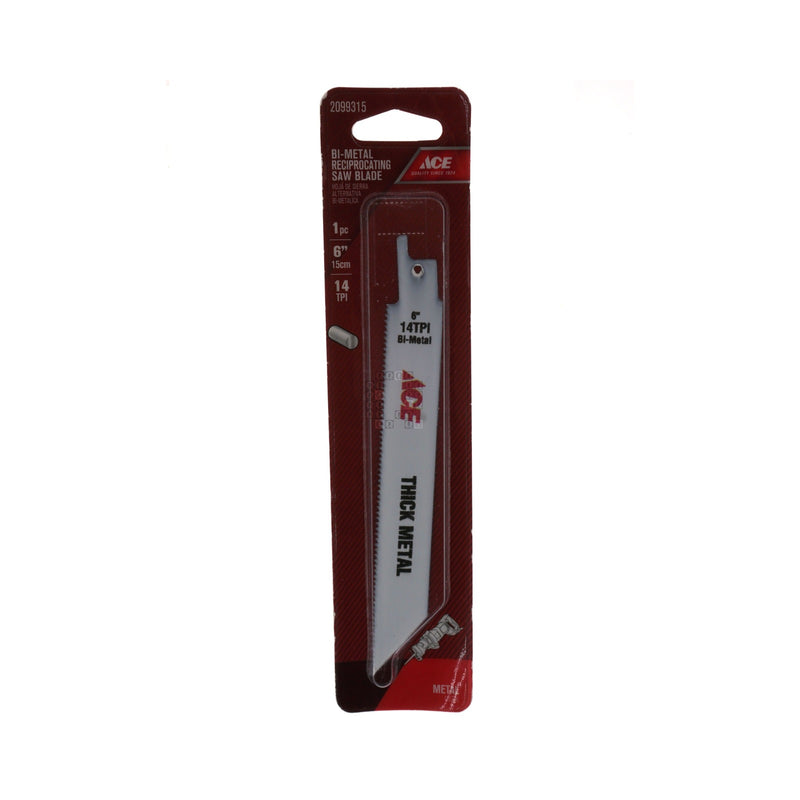 Ace 6" 14 TPI Bi-Metal Reciprocating Saw Blade 1pk Thick metal (#2099315)