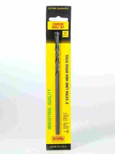 Irwin Tools 66716 Single Black Oxide High-Speed Steel Drill Bit with Aircraft Extension, 1/4"