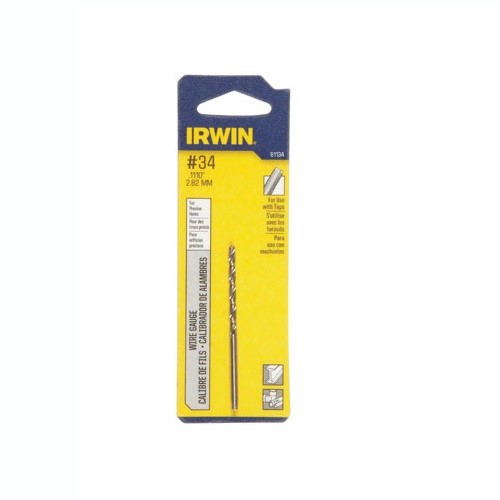 Irwin 81134 No. 34 Wire Gauge Jobber Length Drill Bit, 2-5/8 in