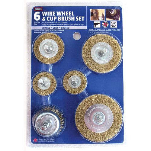Mibro 971531 (6-Piece) 1 1/2-inch to 3-inch Wire Wheel Brush Set for Removing Rust, Scale, Paint, and Dirt