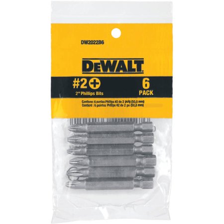 DeWalt DW2022B6 #2 Phillips 2-Inch Bit 6-Pack Bag