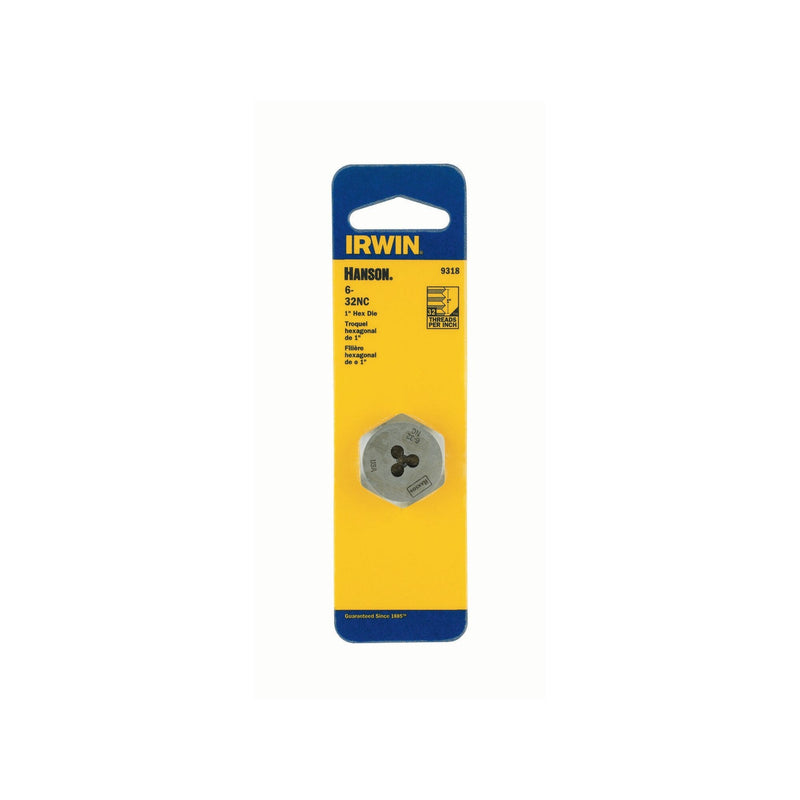 Irwin 9318 6-32 NC 1 in. Hex Die