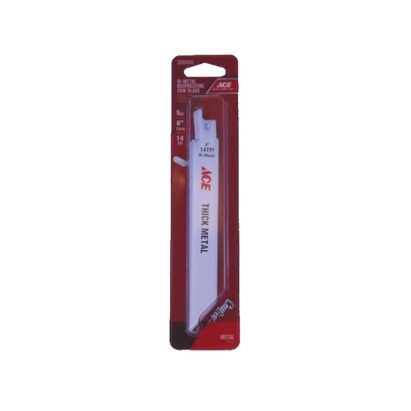 Ace Bi-Metal Reciprocating Saw Blade 6" 14 TPI 5 Pack