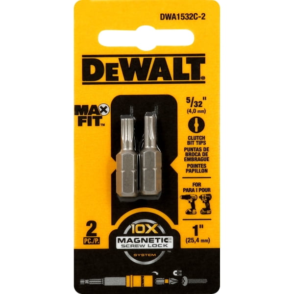 DeWalt DWA1532C-2 Max Fit Clutch 5/32 Insert Bit S2 Tool Steel 2 pc