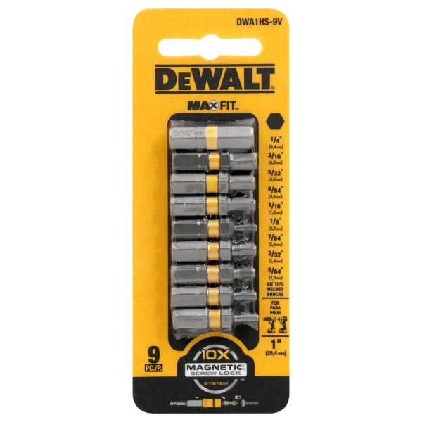 DeWalt DWA1HS-9V 9 pc Hex Bit Set