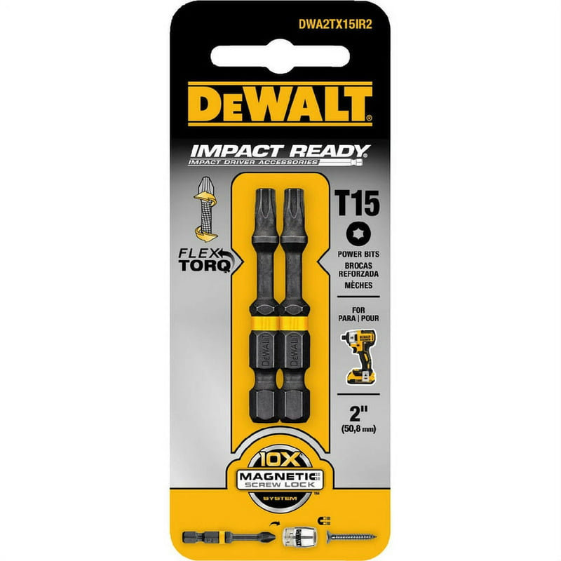 DeWalt DWA2TX15IR2 Impact Ready Torx T15 2 in Power Bits 5 Pks of 2 Pcs