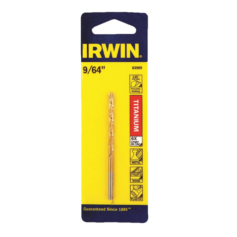 Irwin 63909 9/64" Titanium Nitride Coated Straight Shank Drill Bit