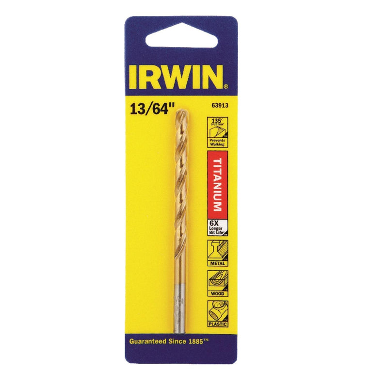 Irwin 63913 13/64" X 3-5/8" Titanium Nitride Coated Drill Bit