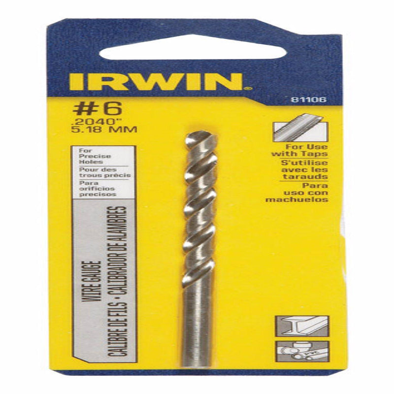 Irwin Wire Gauge Drill Bit Hss No.6 Carded