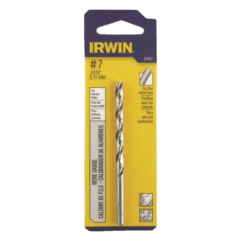 Irwin INDUSTRIAL TOOL 81107 811 General Purpose Wire Gauge Jobber Length Drill, NO 7 x 3-5/8" OAL, High Speed Steel