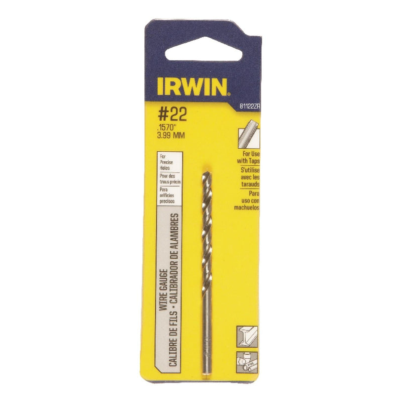 Irwin 81122ZR #22 X 3-1/8 in. L High Speed Steel Wire Gauge Bit Straight Shank