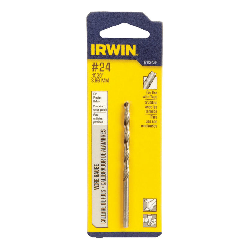 Irwin 81124ZR No. 24 Wire Gauge Jobber Length Drill Bit, 3-1/8 In. OAL, High Speed Steel