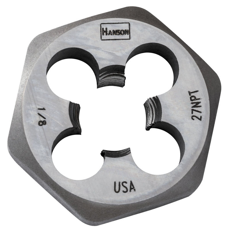 Irwin Hanson 9502 1/8"-27 NPT National Pipe Thread 1" Hex Die
